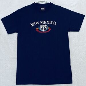 Sportex T Shirt Men's Small Route 66 New Mexico Blue Short Sleeve Casual New